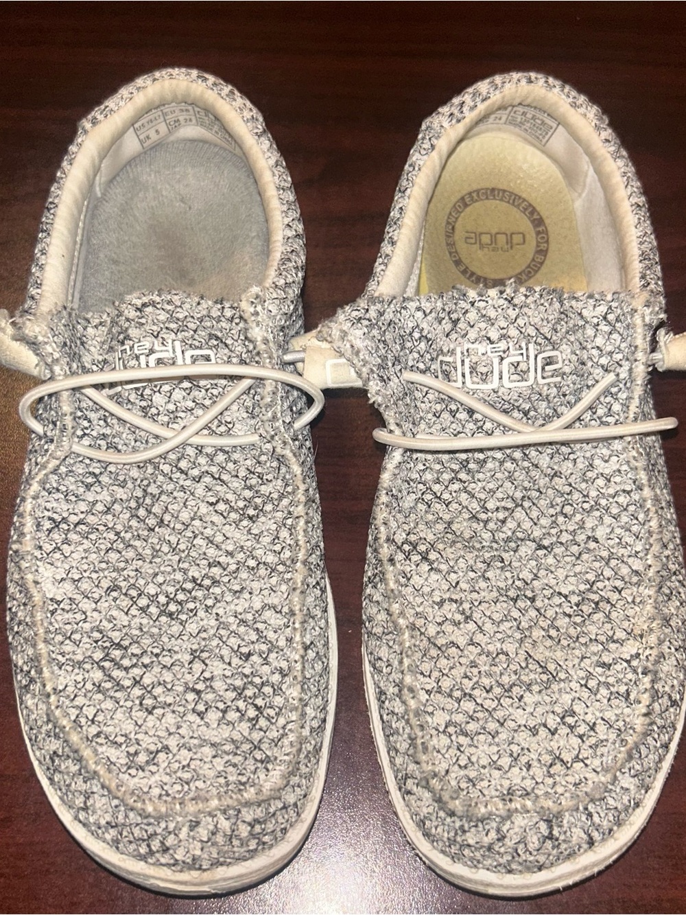 Hey Dude Slip-On Shoes in Heathered Beige and Gray